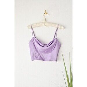 H&M Crop Top Woman's Xs Pastel Purple Lavender Princess Coquette Satin